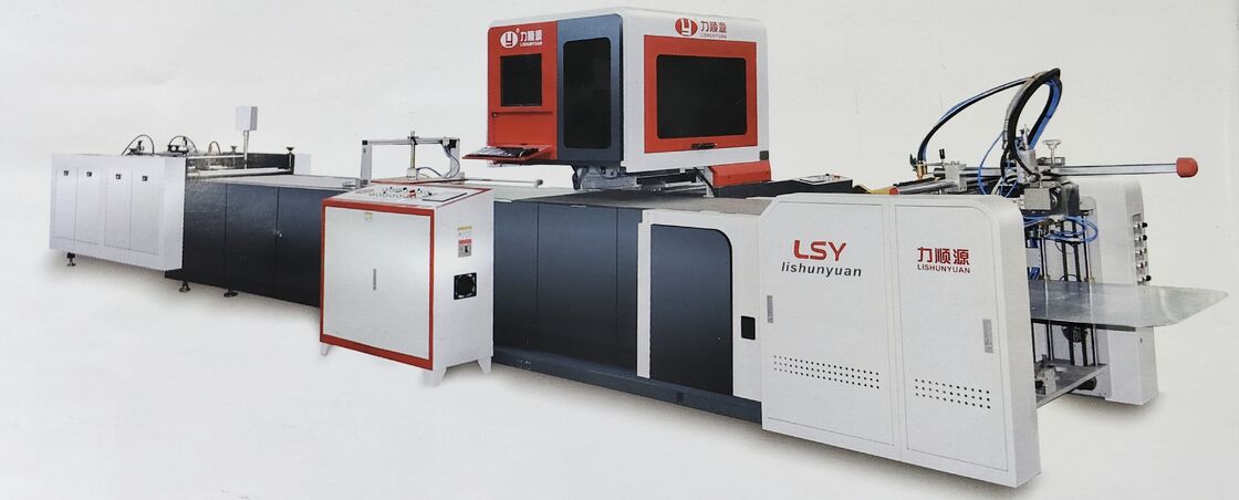 Système d'emballage de boîtes entièrement automatisé LY 485C PK avec vision artificielle, ligne automatique, machine de formation de boîtes automatique, machine de fabrication de couvertures rigides