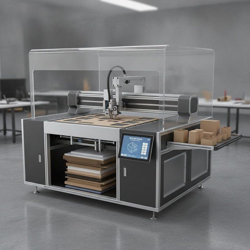 Machine de fabrication de boîtes rigides conçue pour la fabrication d'échantillons et la production personnalisée en petits lots avec coupe de matériaux flexible