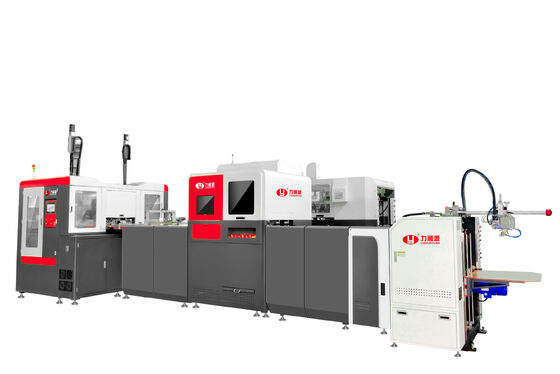 LY-HB2500CK machine à faire des boîtes rigides à haute vitesse 45 pièces/min avec positionnement visuel du bras du robot et deux stations de formage
